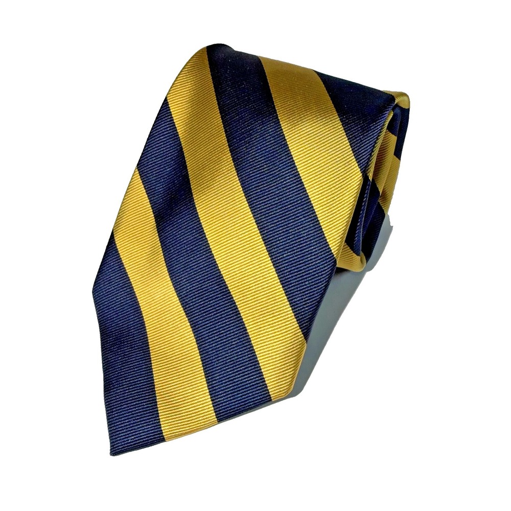 Jos‎ A Bank Silk Neck Tie Navy and Yellow Striped Preppy Fraternity College NWT!